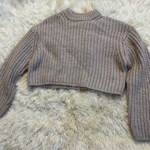 Garage Dusty Mauve Cozy Knit Cropped Sweater